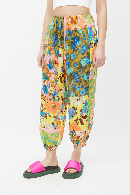 Zimmermann Pink & Multicolour Floral Linen Trouser