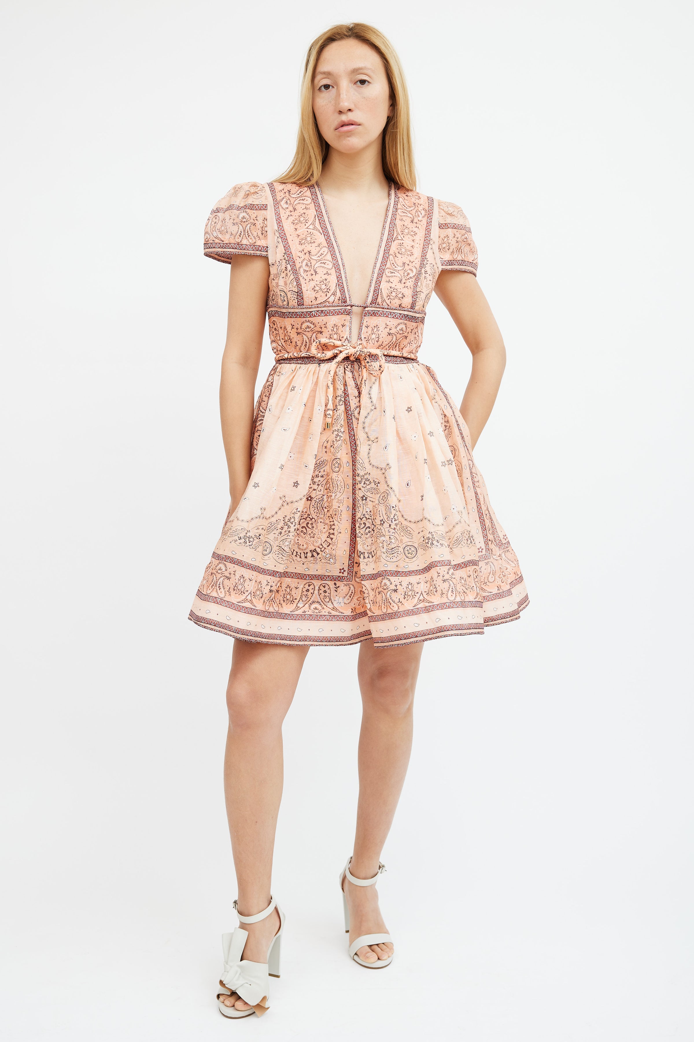 pink paisley dress Zimmermann // Pink Linen & Silk Matchmaker Paisley Mini Dress – VSP Consignment