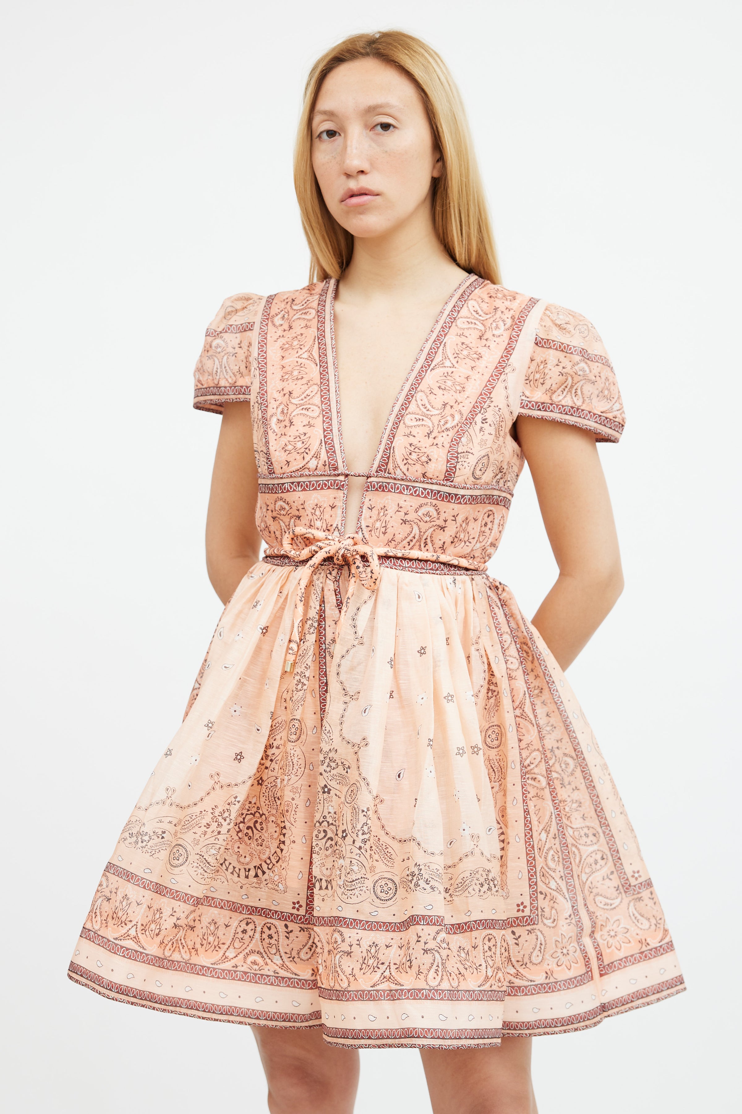 Zimmermann // Pink Linen & Silk Matchmaker Paisley Mini Dress – VSP Consignment Zimmermann // Pink Linen & Silk Matchmaker Paisley Mini Dress – VSP Consignment