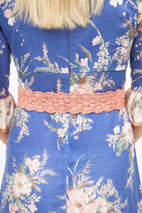 Zimmermann Pink Crochet Raffia Belt