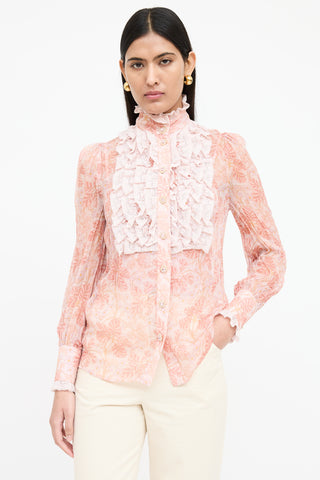 Zimmermann Floral Ruffled Lace Shirt