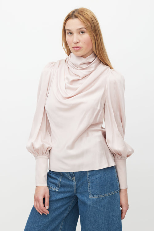 Zimmermann Pink Silk Ruffled Top