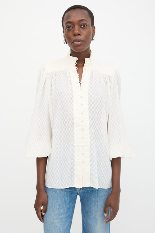 Zimmermann Polka Dot Plissé Blouse