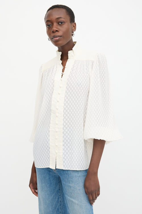 Zimmermann Polka Dot Plissé Blouse