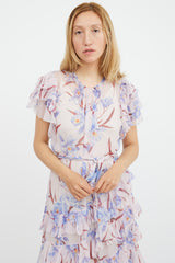 Zimmermann Pink & Multicolour Floral Sheer Ruffled Corsage Dress