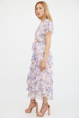 Zimmermann Pink & Multicolour Floral Sheer Ruffled Corsage Dress