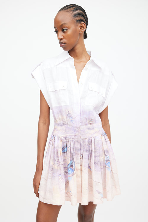 Zimmermann Purple & Multi Blue Paradise Shirt Dress