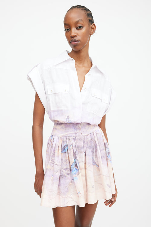 Zimmermann Purple & Multi Blue Paradise Shirt Dress