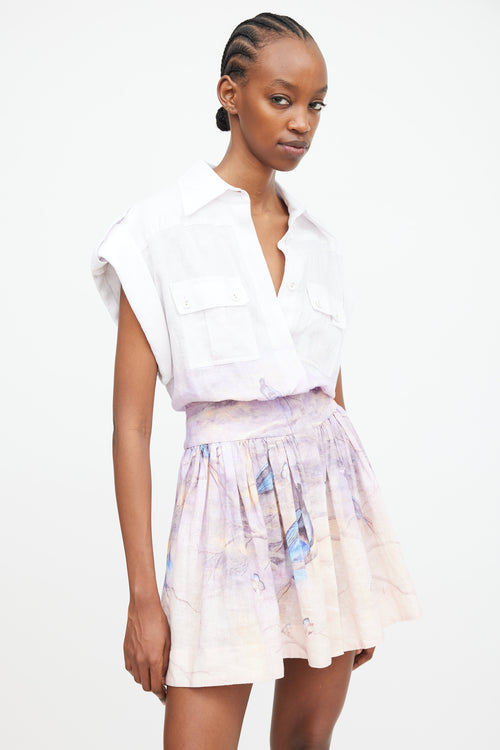 Zimmermann Purple & Multi Blue Paradise Shirt Dress