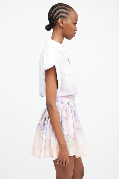 Zimmermann Purple & Multi Blue Paradise Shirt Dress