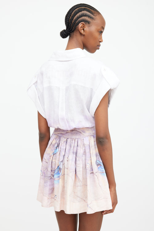 Zimmermann Purple & Multi Blue Paradise Shirt Dress