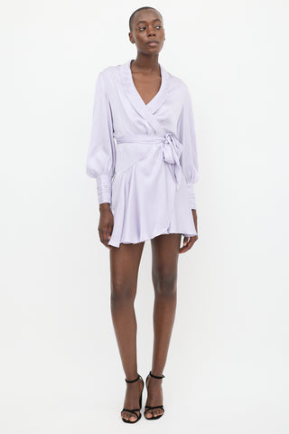 Zimmermann Purple Silk Ruffled Wrap Dress