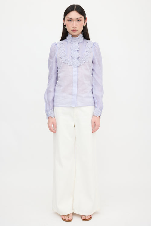 Zimmermann Ramie Appliqué Blouse