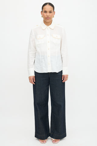 Zimmermann Ramie Crochet Trimmed Shirt