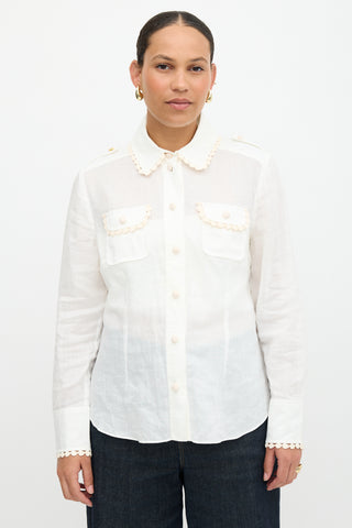 Zimmermann Ramie Crochet Trimmed Shirt