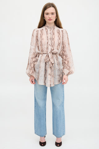 Zimmermann Ramie Printed Bellitude Blouse