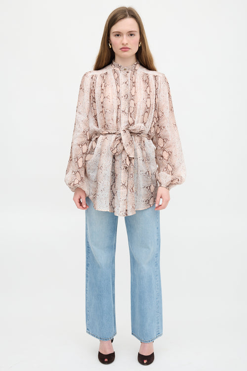 Zimmermann Ramie Printed Bellitude Blouse