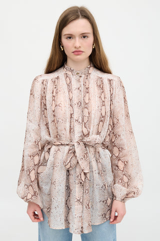 Zimmermann Ramie Printed Bellitude Blouse