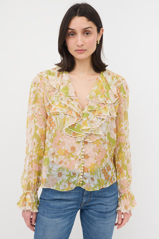 Zimmermann Resort 2020 Silk Floral Ruffle Blouse