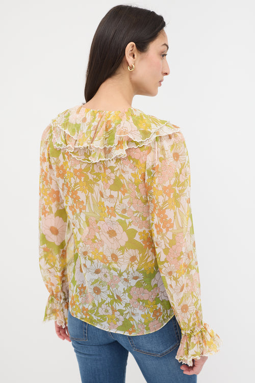 Zimmermann Resort 2020 Silk Floral Ruffle Blouse