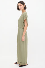 Zimmermann Sage Green Panelled Wide Leg Jumpsuit