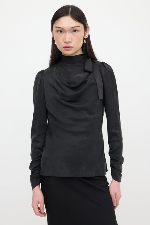 Zimmermann Silk Charmeuse Tie Collar Blouse
