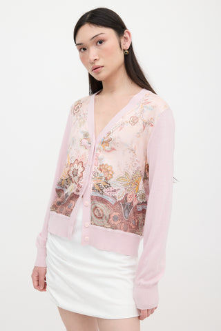 Zimmermann Silk Floral & Cashmere Cardigan