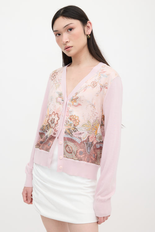 Zimmermann Silk Floral & Cashmere Cardigan