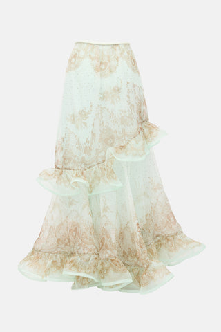 Zimmermann Silk Sheer Paisley Maxi Skirt