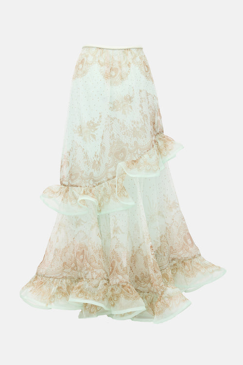Zimmermann Silk Sheer Paisley Maxi Skirt