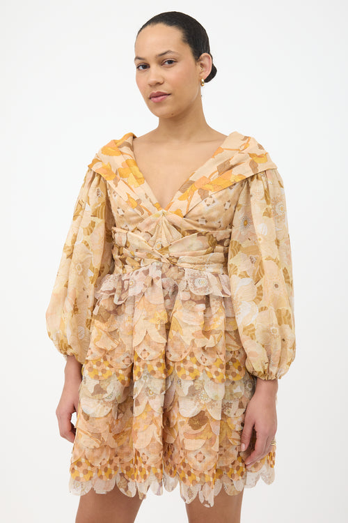 Zimmermann Silk & Linen Printed Tempo Dress