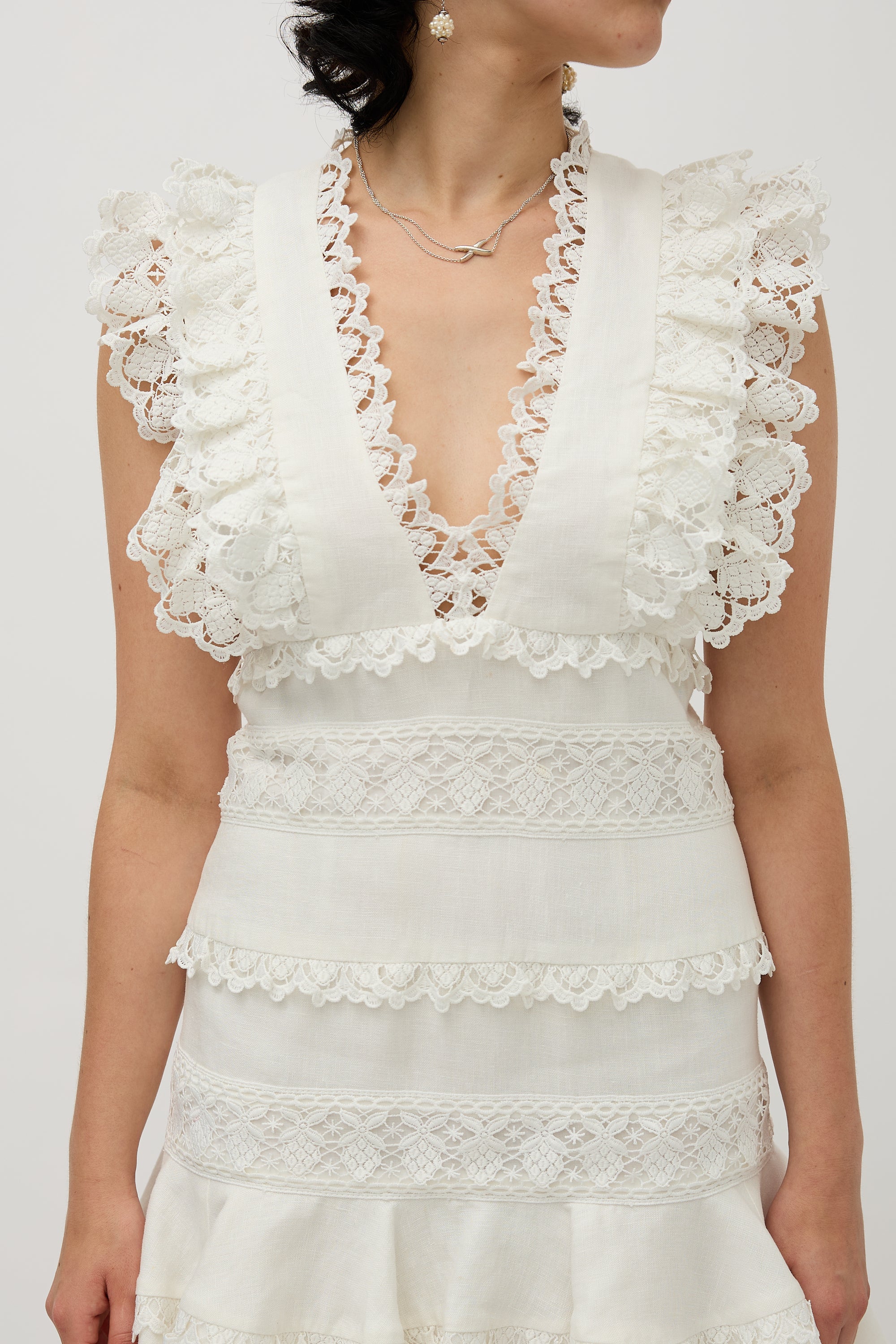 zimmermann flutter lace dress ZIMMERMANN Daylight Flutter lace-trimmed tiered printed cotton mini dress
