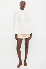 Zimmermann White & Beige Panelled Button Up Co-Ord Set