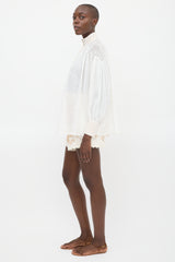 Zimmermann White & Beige Panelled Button Up Co-Ord Set