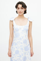 Zimmermann White & Blue Floral Linen Dress