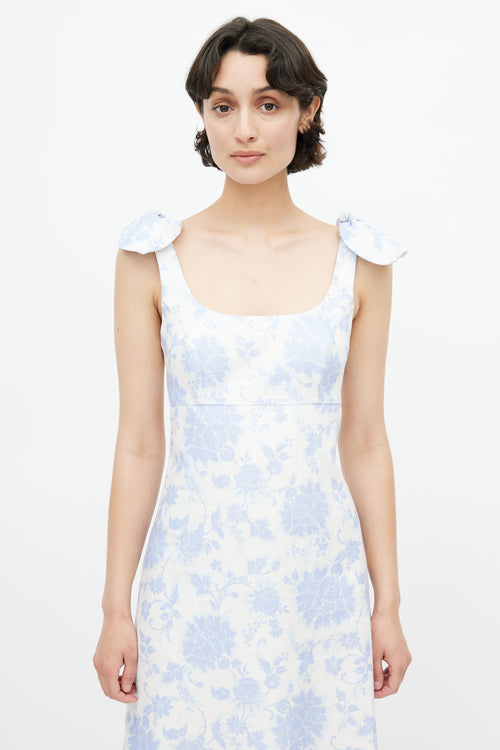 Zimmermann White & Blue Floral Linen Dress