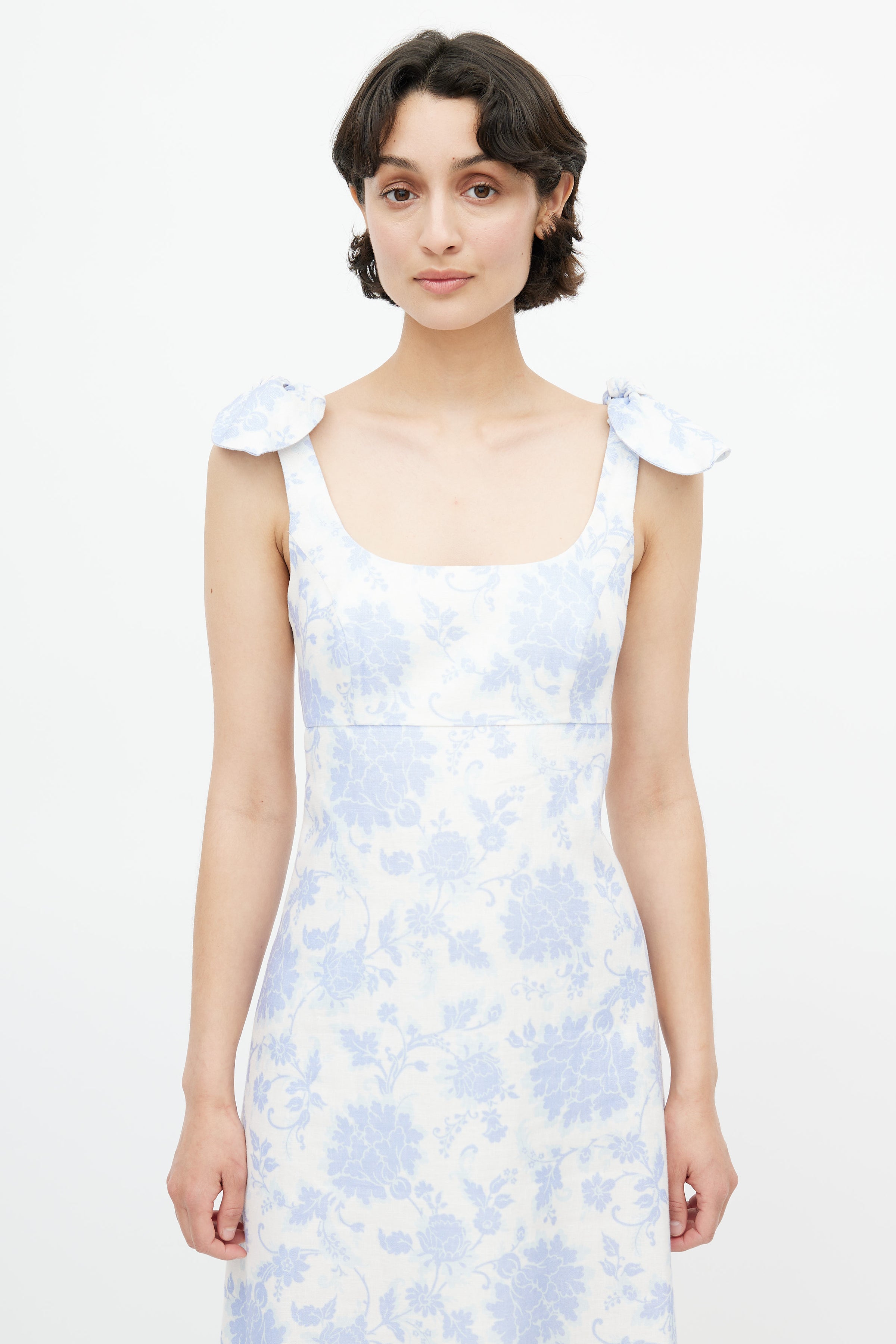 Zimmermann // White & Blue Floral Linen Dress VSP Consignment Zimmermann // White & Blue Floral Linen Dress VSP Consignment