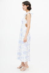 Zimmermann White & Blue Floral Linen Dress