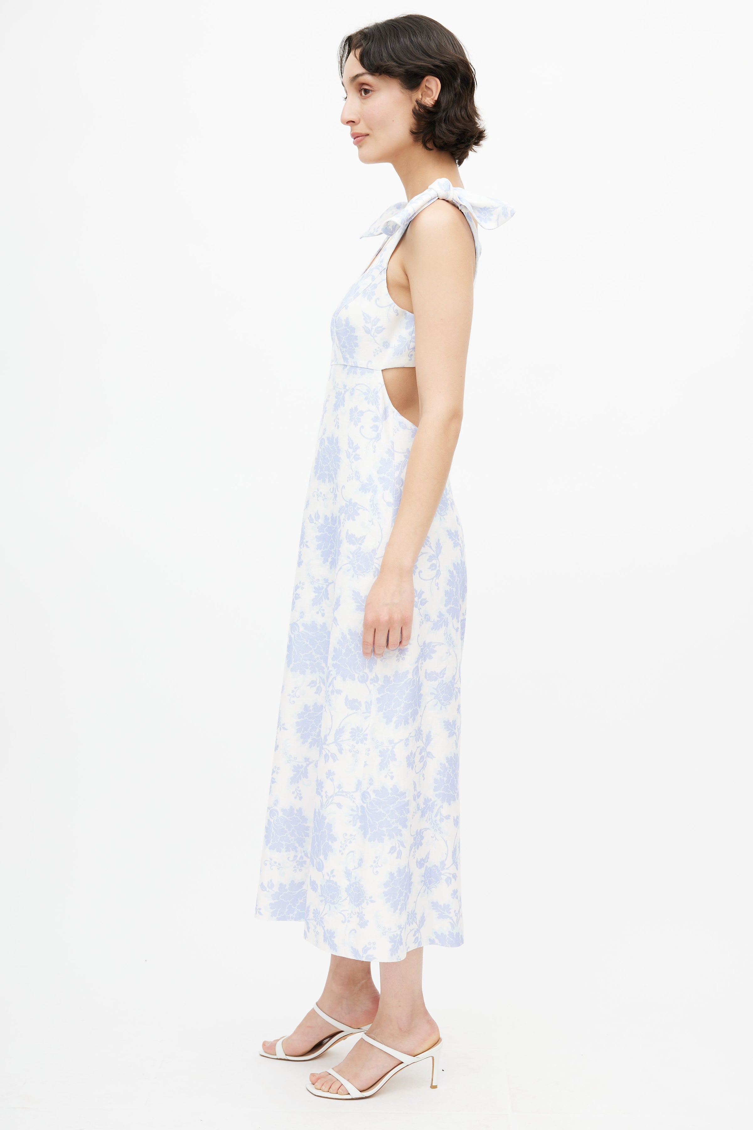 Zimmermann // White & Blue Floral Linen Dress VSP Consignment Zimmermann // White & Blue Floral Linen Dress VSP Consignment