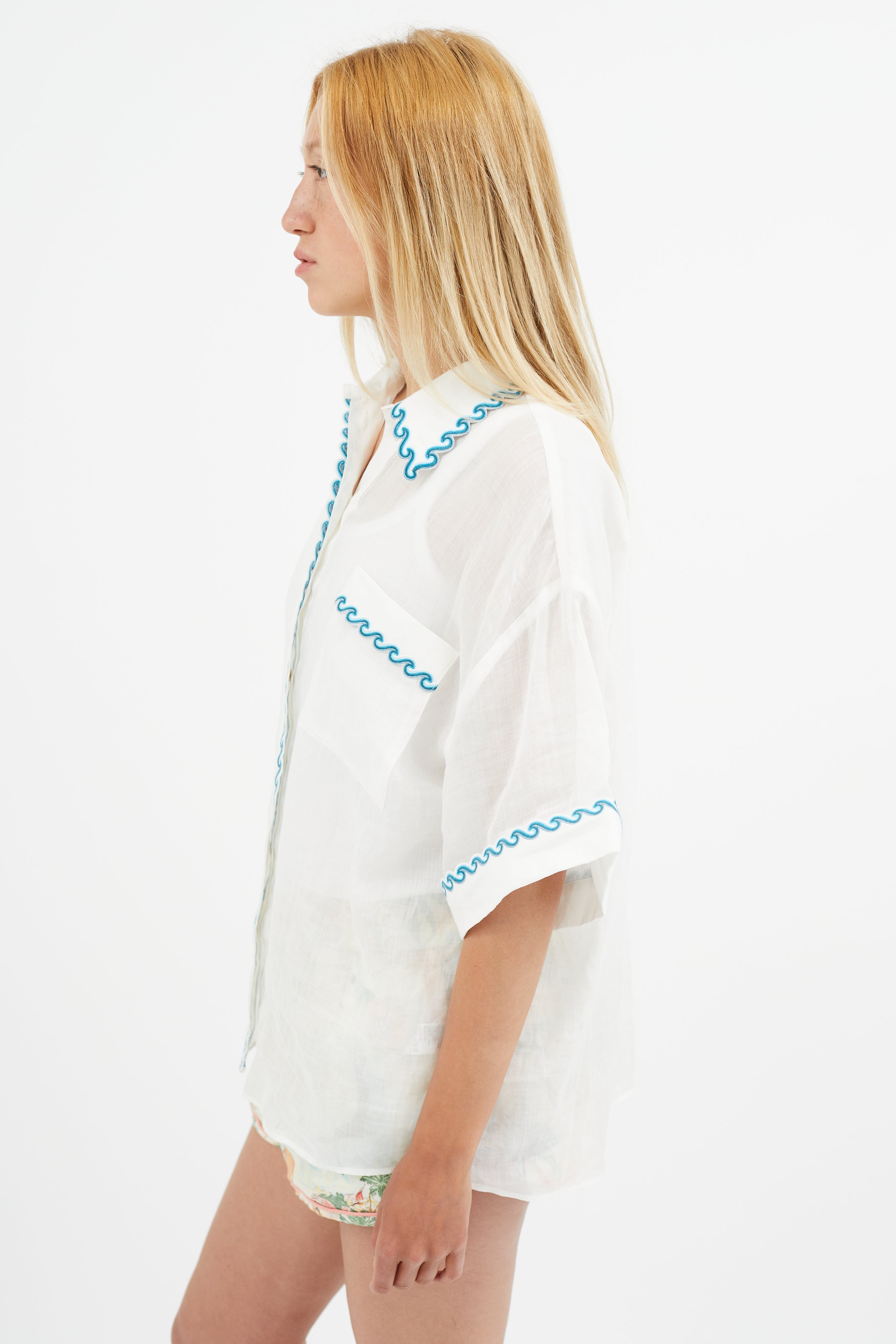 Consign Wave Zimmermann // White & Blue Wave Embroidered Semi Sheer Shirt – VSP ...