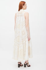 Zimmermann White & Cream Crochet Lace Panel Dress