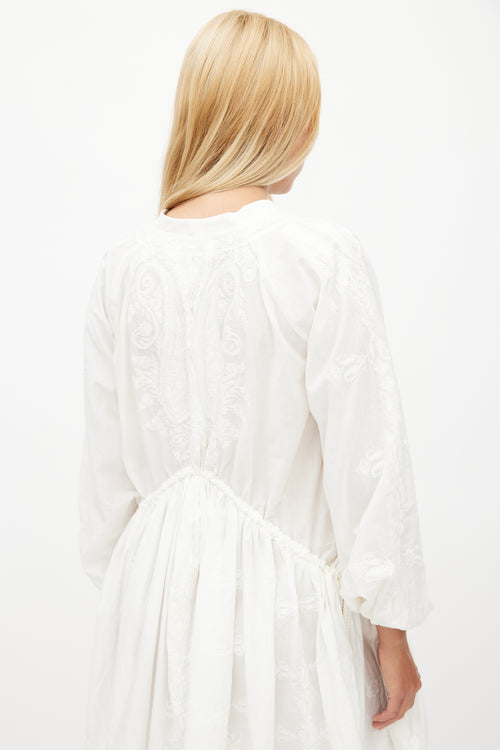 Zimmermann White Embroidered Ruffled Dress