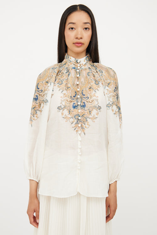 Zimmermann Cream & Multi Floral Blouse