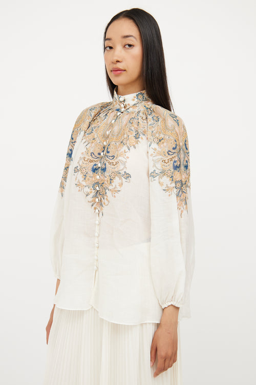 Zimmermann Cream & Multi Floral Blouse