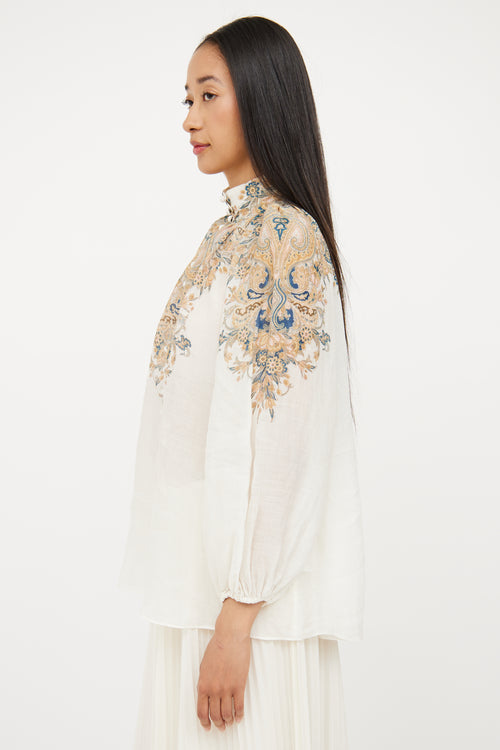 Zimmermann Cream & Multi Floral Blouse