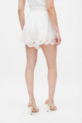Zimmermann White Linen Bellitude Scallop Short