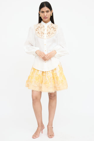 Zimmermann Linen Floral Embroidered Shirt