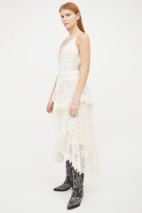 Zimmermann Cream Lace Midi Skirt