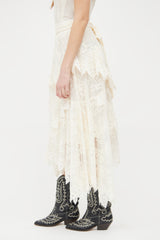 Zimmermann Cream Lace Midi Skirt