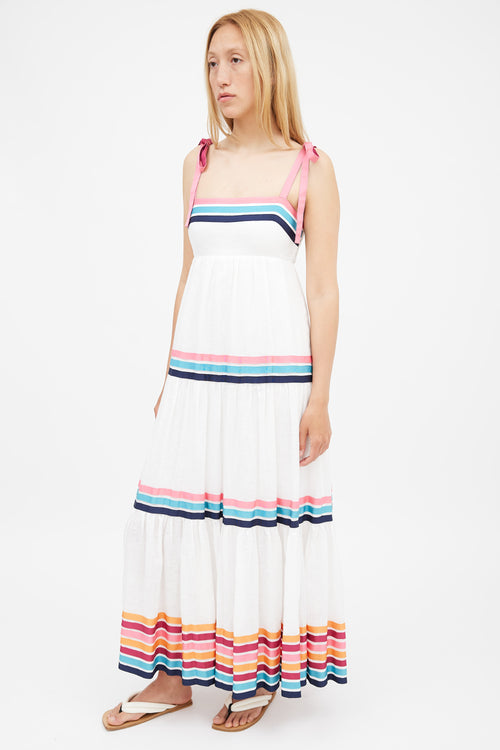 Zimmermann White & Multi Lulu Ribbon Tiered Dress